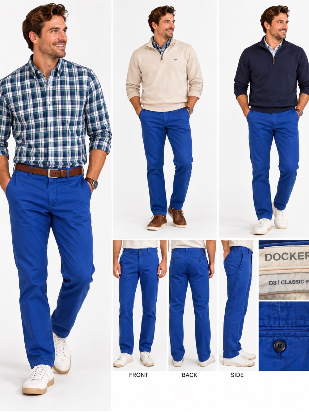 Dockers Men's Bright Blue Straight Fit Chinos